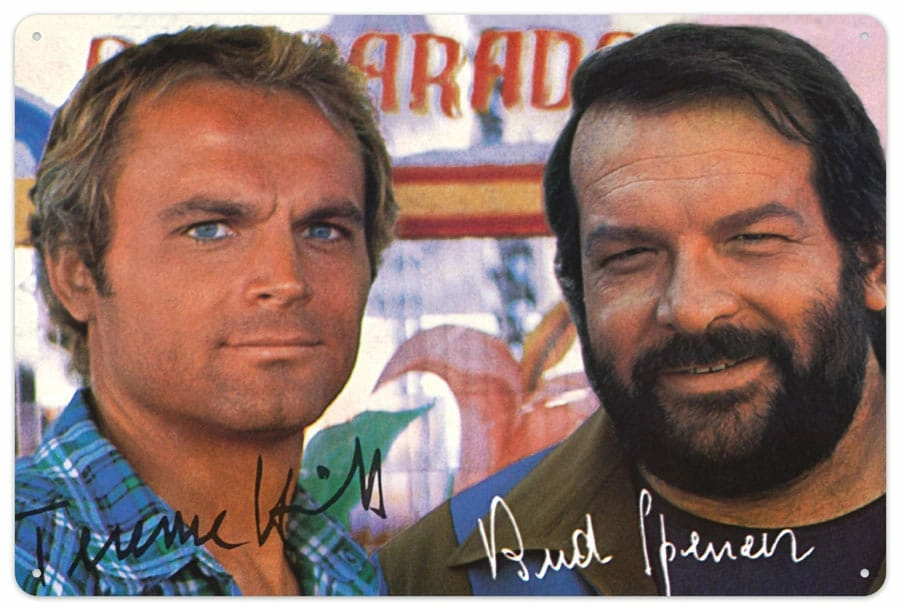Bud spencer & terence hill panneau métal autogramm 20 x 30 cm