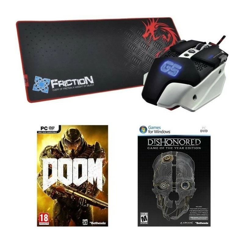 Bundle pc dragon war warlord mouse + mousepad speed edition + doom + dishonored goty