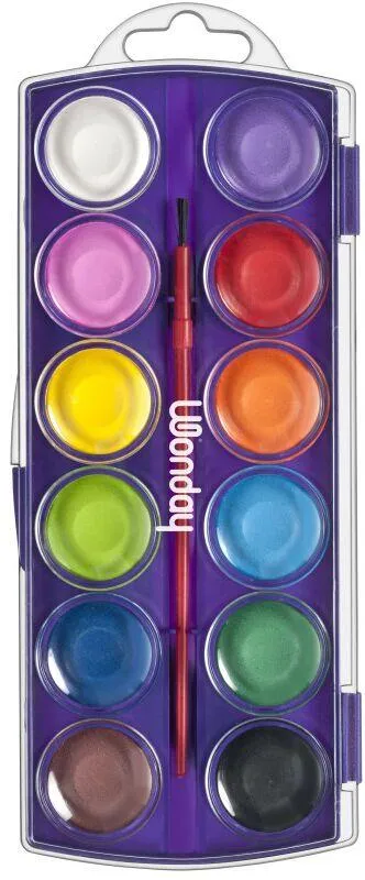 12 PASTILLES DE GOUACHE + 1 PINCEAU