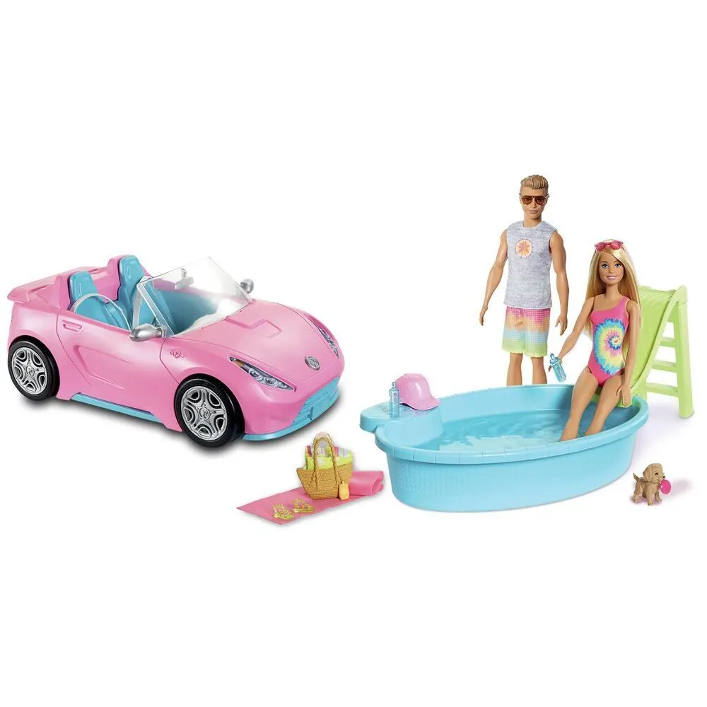 BARBIE - COFFRET POUPEE CABRIOLET PISCINE