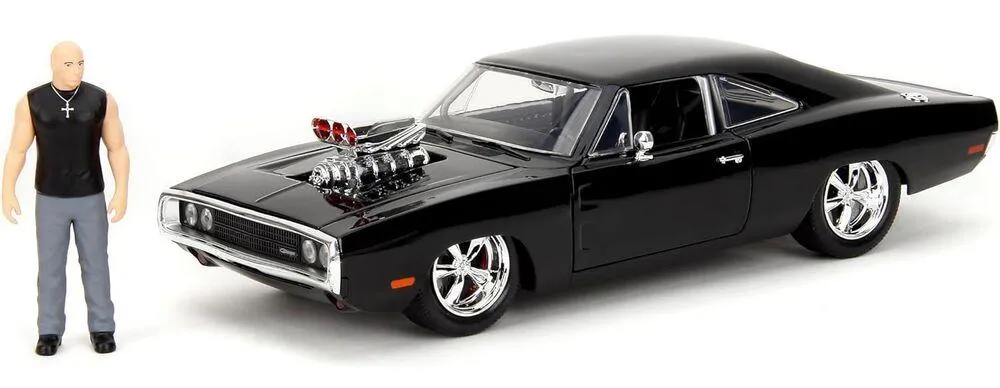 1/24 DODGE CHARGER W/DOM TOERETTO FIGURE BLACK FF 1970