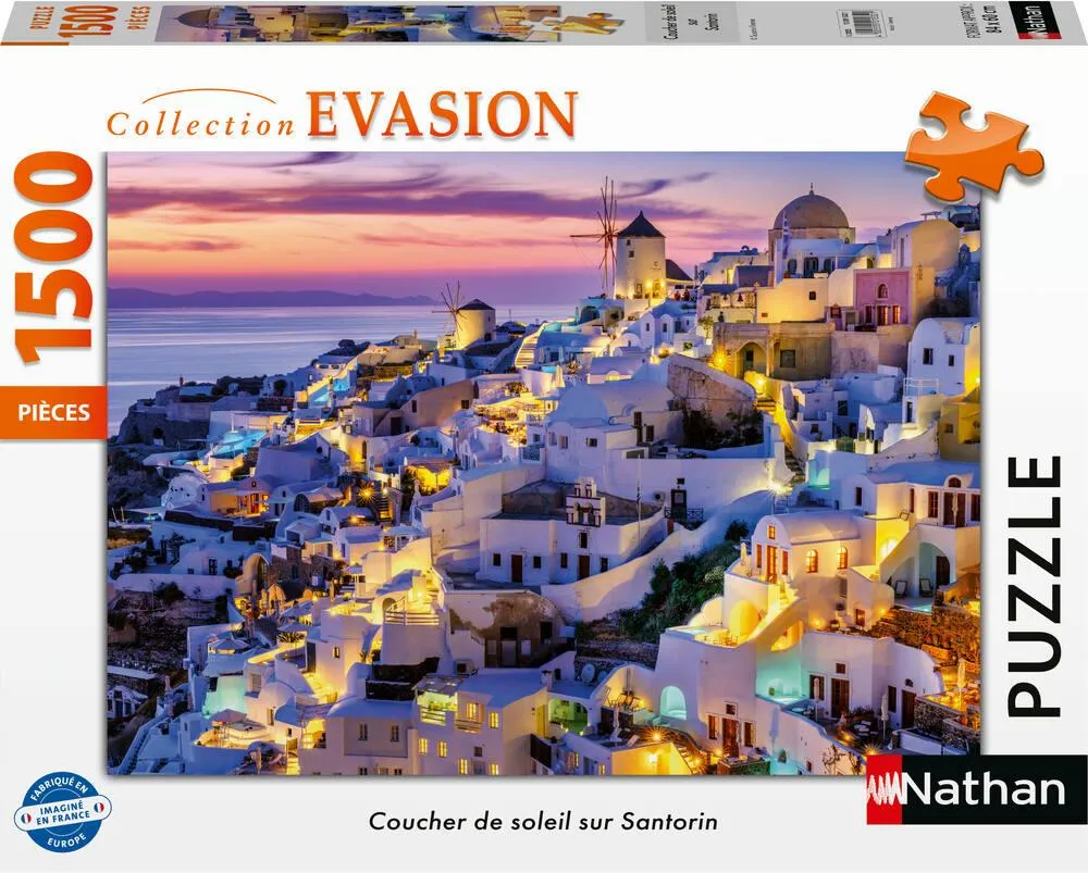 NATHAN PUZZLE 1500 PIECES  COUCHER DE SOLEIL SUR SANTORIN