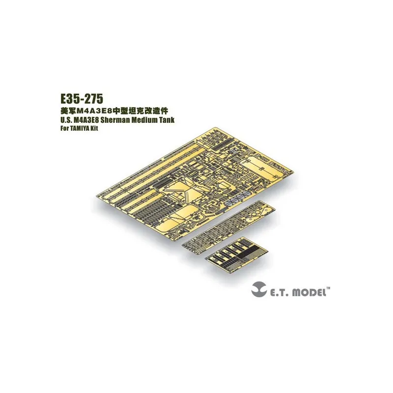 Photogravure : char moyen américain M4A3E8 Sherman. E.T. MODEL E35-275