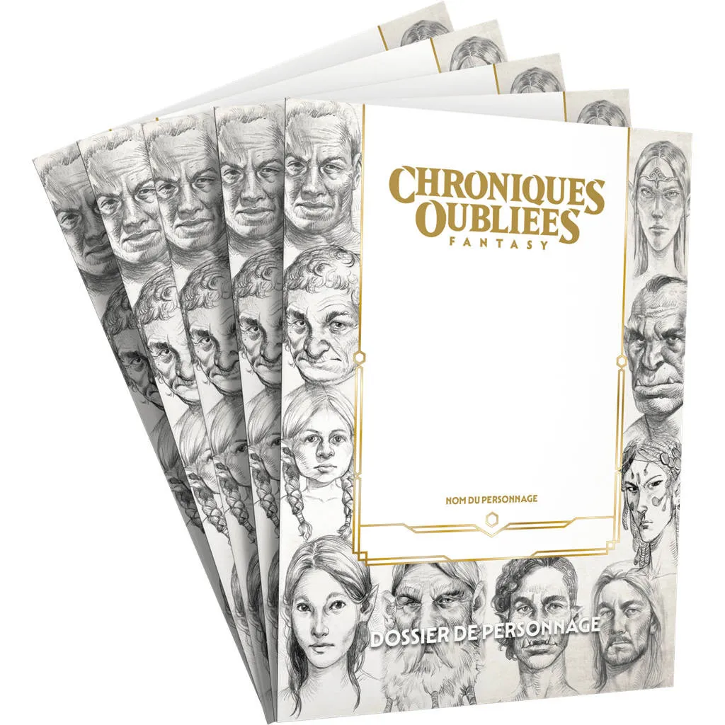 Chroniques Oubliées Fantasy 2 - Pack de 5 Dossiers de Personnage