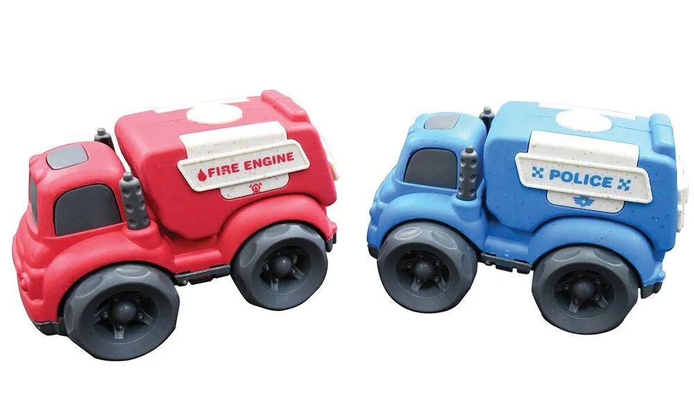 PETITES VOITURES - PACK DE POLICE ET CAMION DE POMPIER 10*6.5*7CM (2 PIECES)