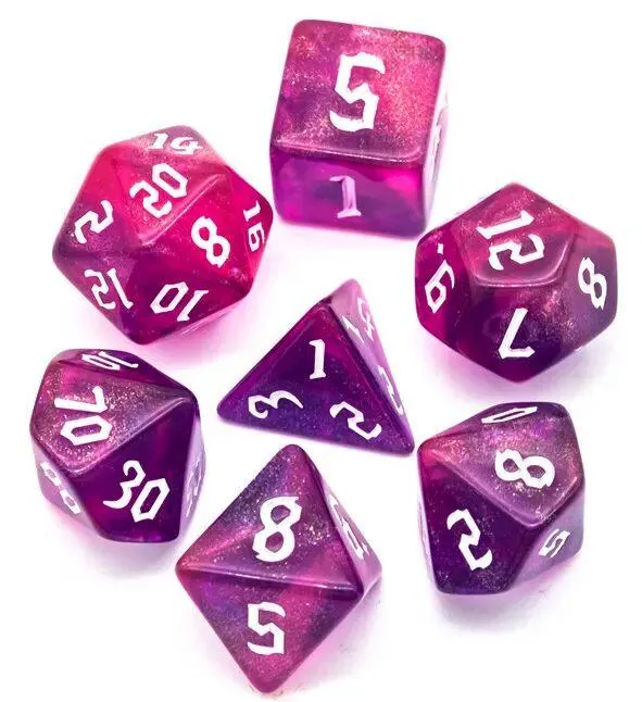 LOT DE 7 DES RESINE EN BOITE - ROSE PAILLETTES