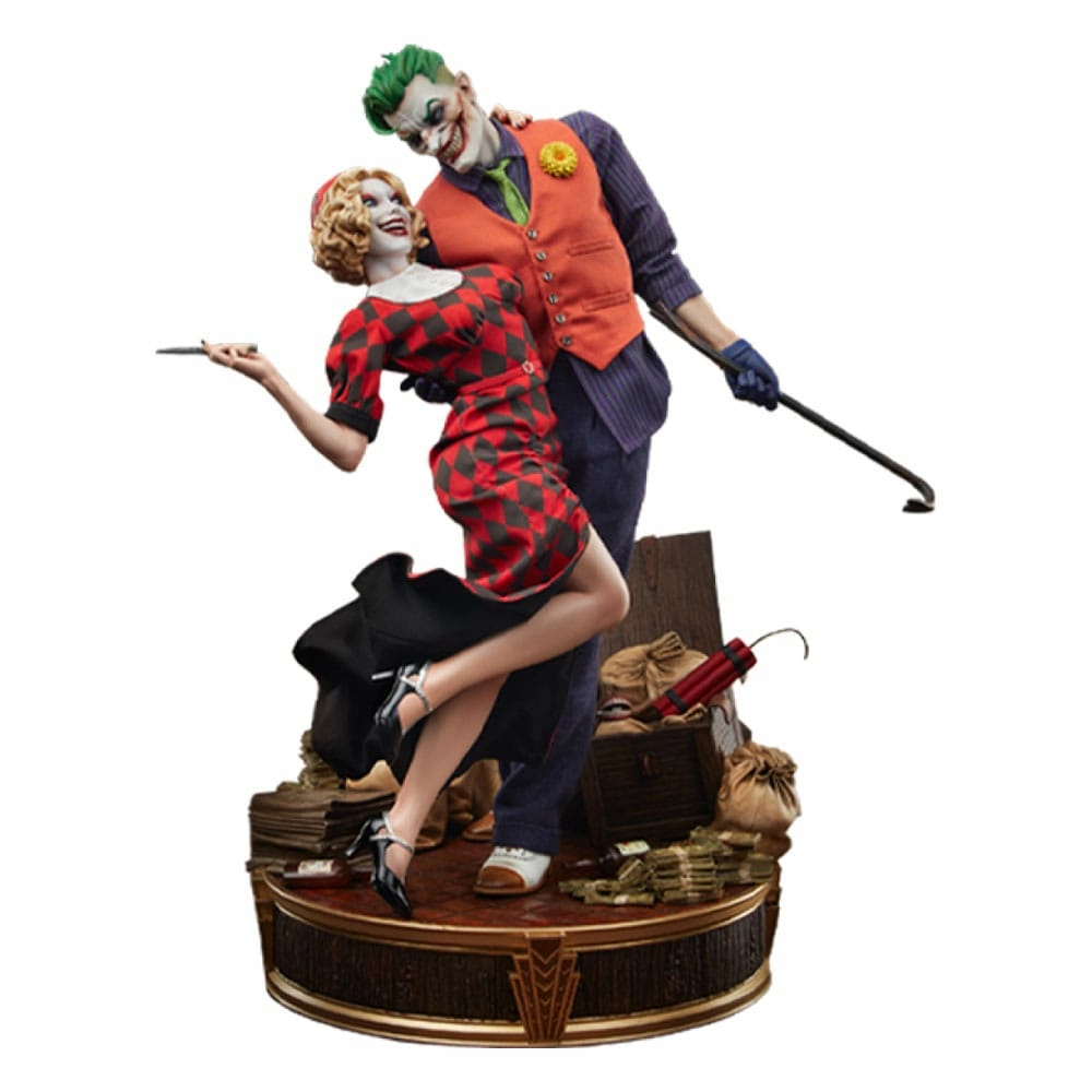 Dc comics mythos statuette 1/5 the joker and harley quinn: lawless love 41 cm