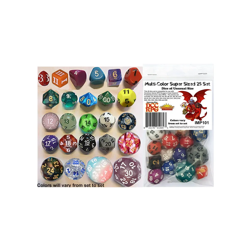 DCC - Multi-Color Dice of Unusual Size Super Sized Set