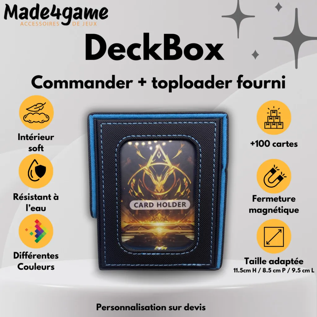 DeckBox Commander 100+ avec Toploader - Noir et Bleu Ciel