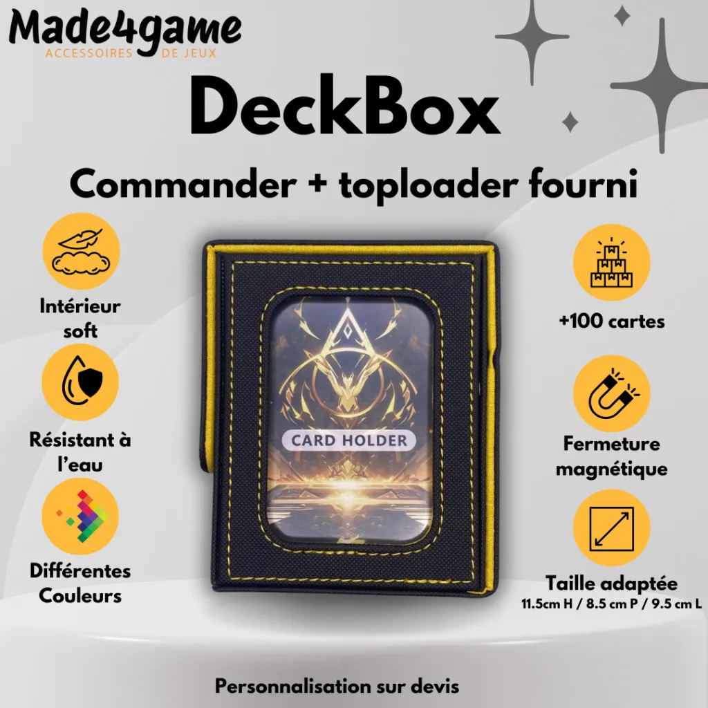 DeckBox Commander 100+ avec Toploader - Noir et Jaune