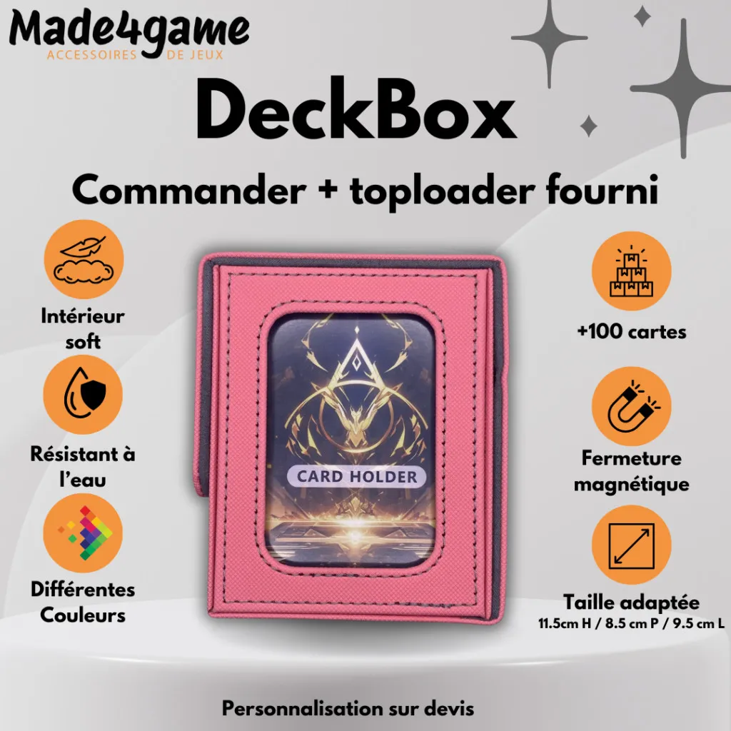 DeckBox Commander 100+ avec Toploader - Rose et Gris