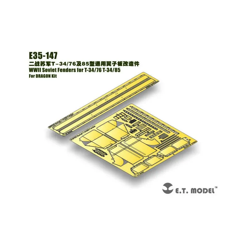 Photogravure : Chars moyens soviétiques T-34/85 et T-36/76 - Défenses. E.T. MODEL E35-147