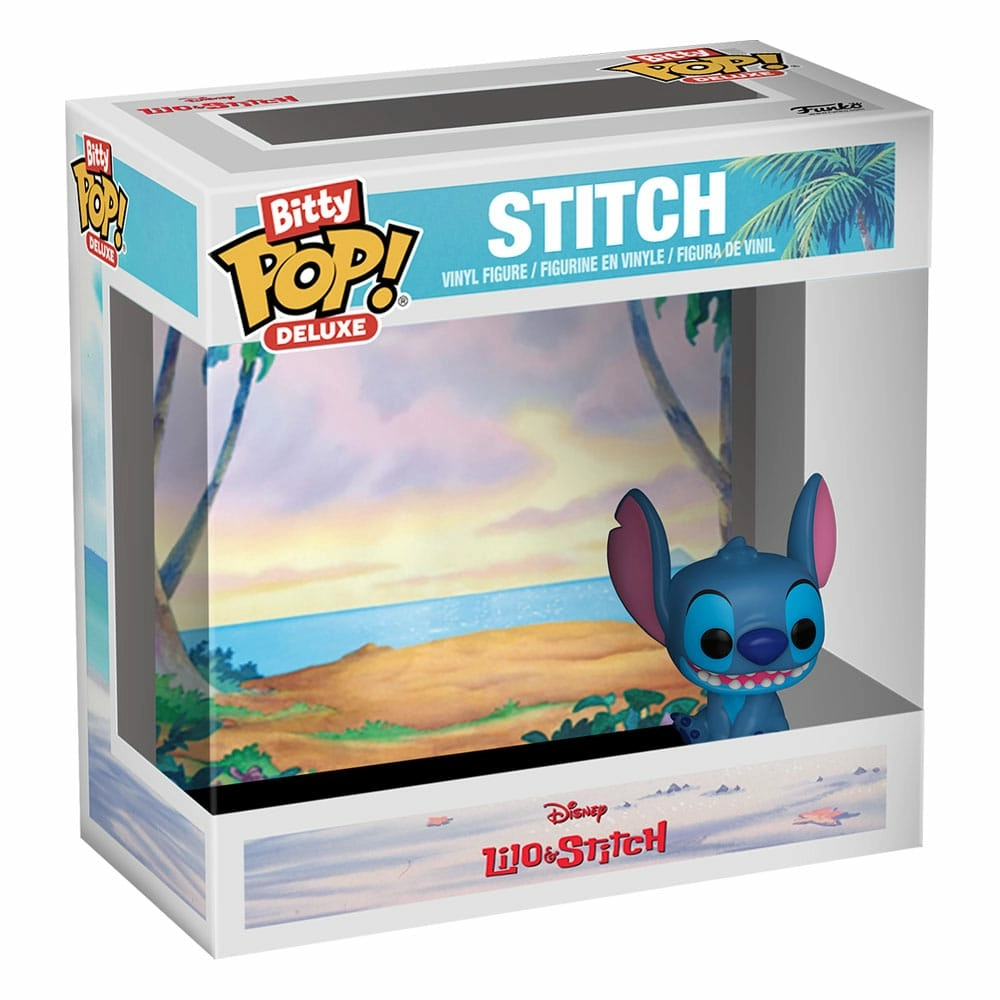 Disney display (12) pack 4 figurines bitty pop! deluxe vinyl stitch(beach) 2,5 cm