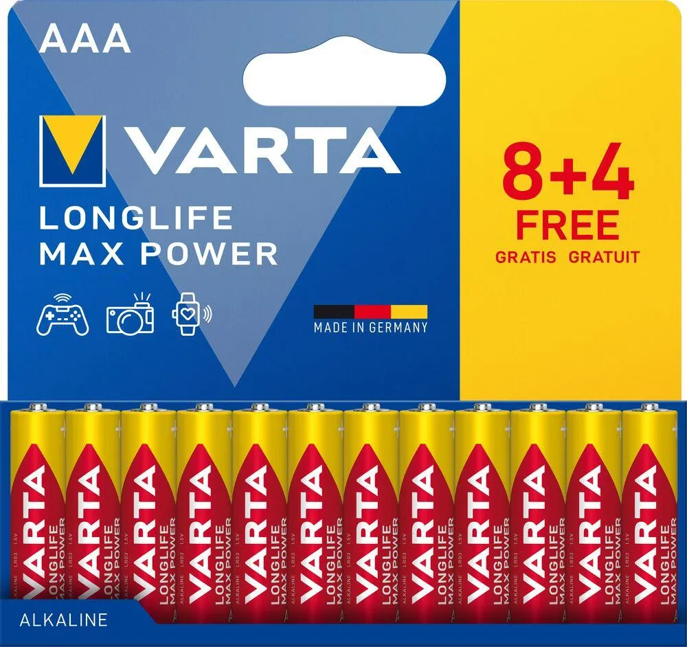 LONGLIFE MAX POWER AAA - LR03 8+4 GRATUITES