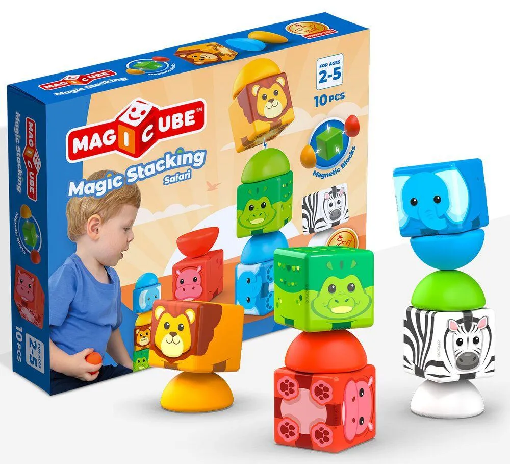 305 GEOMAG MAGICUBE BLOCKS STACKING SAFARI 10 PIECES