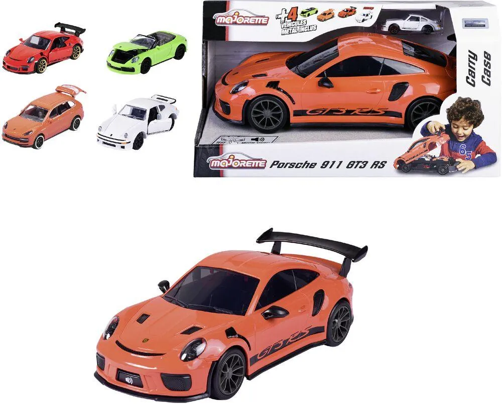 MAJORETTE - PORSCHE CARRY CASE + 4 VEHICULES
