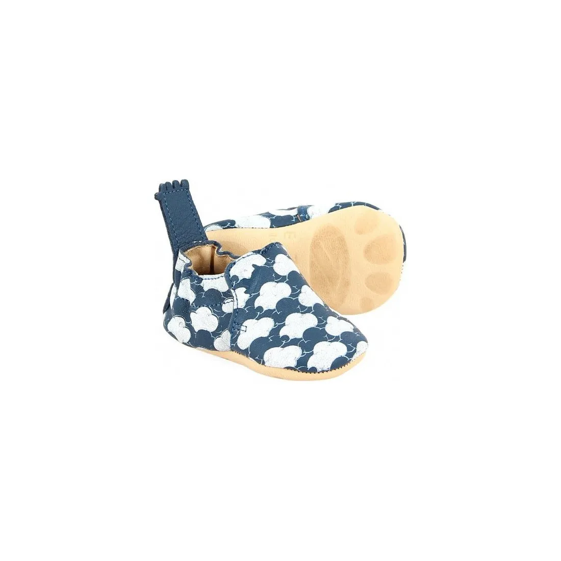 Blumoo Cloud Denim Blanc - Chaussons semelle souple Filles