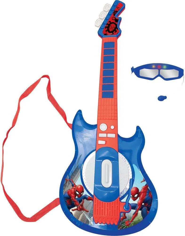 GUITARE ELECTRONIQUE LUMINEUSE AVEC LUNETTES EQUIPEES D'UN MICRO SPIDER-MAN
