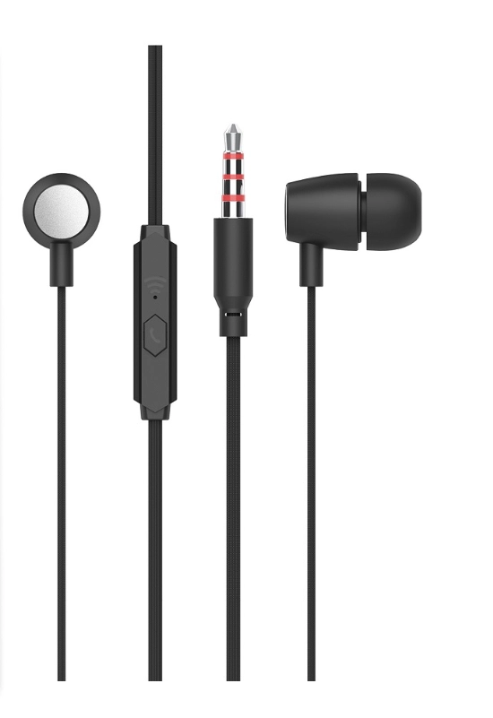 Ecouteur stereo avec microphone -1,2m - prise jack - s.basic - c6189 - noir-vrac (sans emballage)