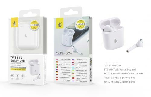 Ecouteurs bluetooth tws c6038 (240mah) avec etui rechargeable (300mah)