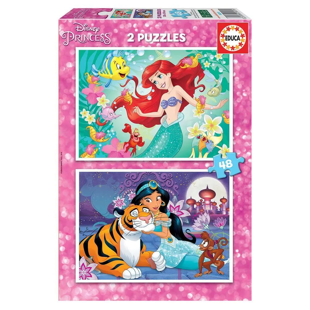 2 PUZZLES DE 48 PIECES ARIEL ET JASMINE