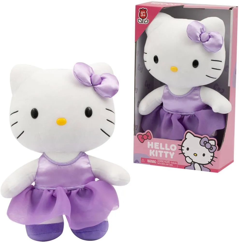 HELLO KITTY - PELUCHE DE 30 CM - ROBE SATIN VIOLETTE