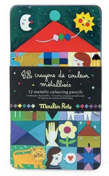 12 CRAYONS DE COULEUR METALLISES LES COMETES FILANTES