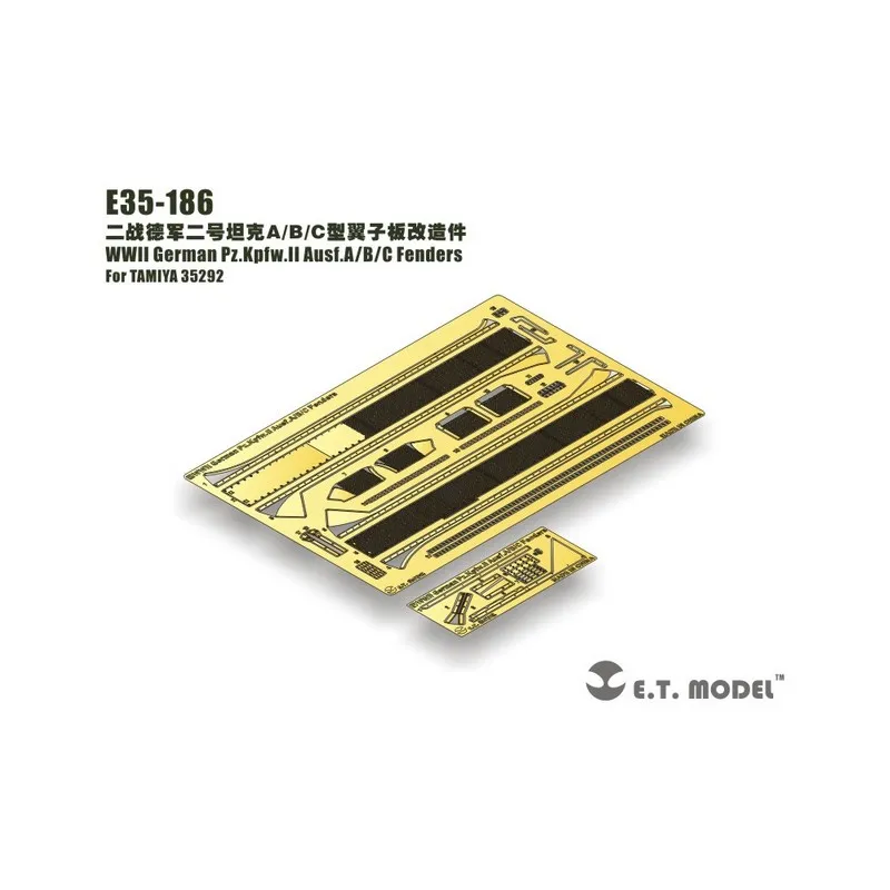 Zone photodécoupée : Allemand Pz.Kpfw.II Ausf.A / B / C - Garde-boue. E.T. MODEL E35-186
