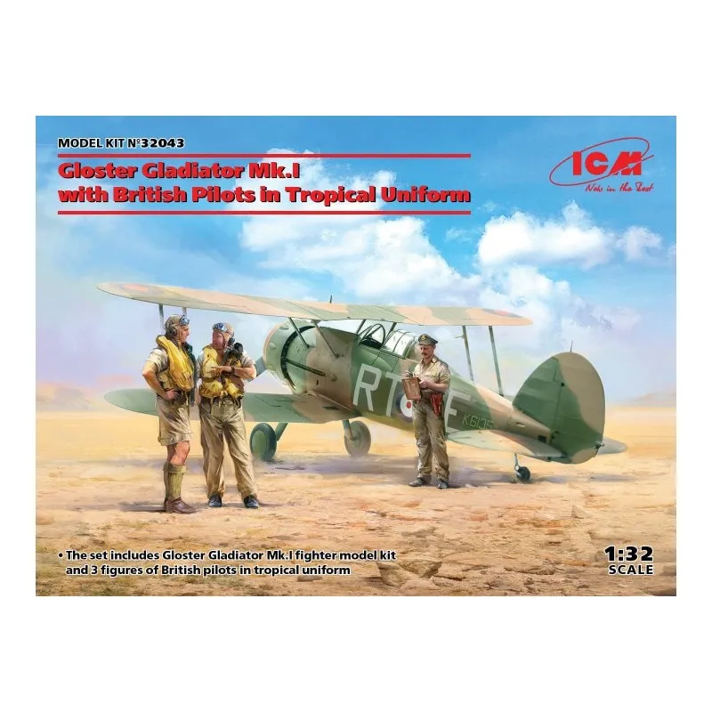 Gloster Gladiator MK 1 avec des pilotes anglais en uniforme tropical. ICM 32043