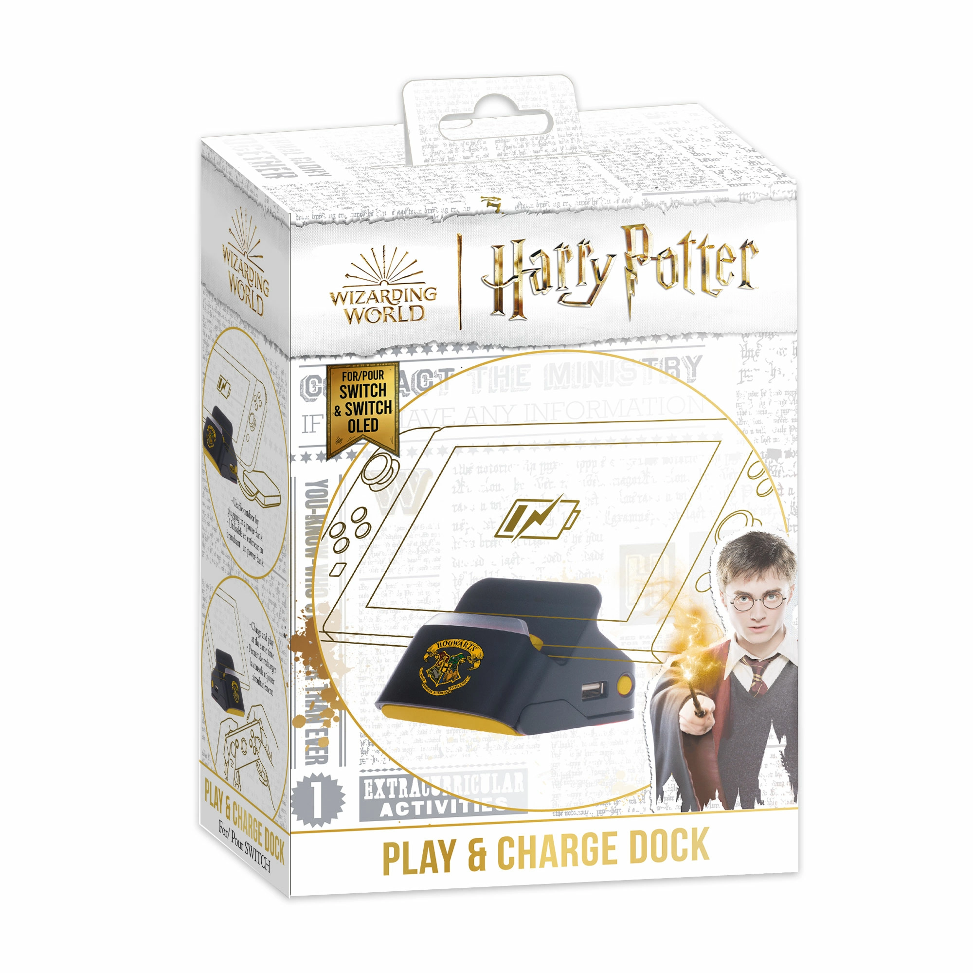 Harry potter-nintendo switch-dock et stand 2 en 1-support recharge+connexion tv-noir poudlard