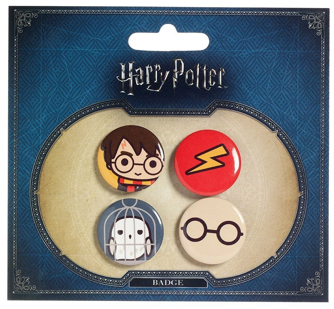 Harry potter pack 4 badges cutie harry potter & hedwig