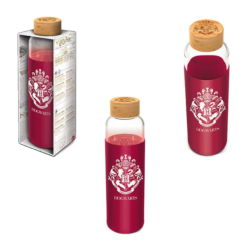 Harry potter - poudlard - bouteille en verre + silicone - format 585ml