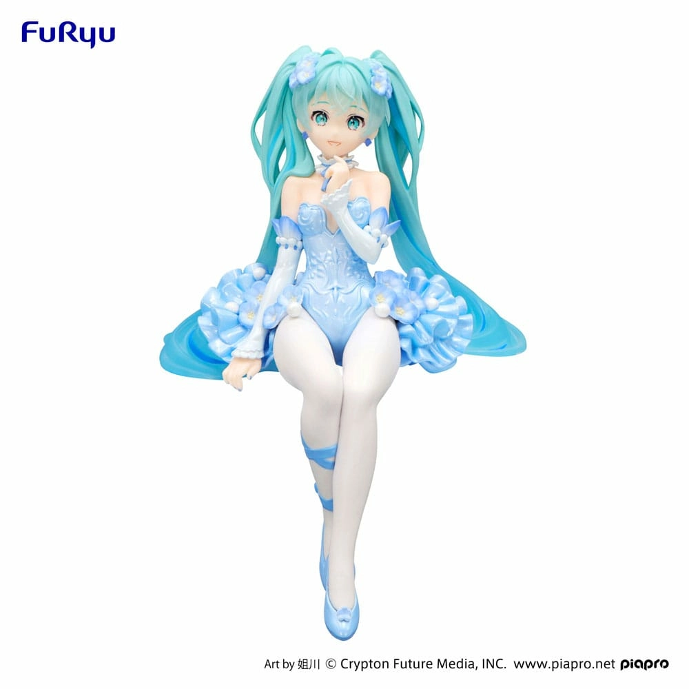 Hatsune miku statuette pvc noodle stopper flower fairy nemophila pail blue color ver. 15 cm