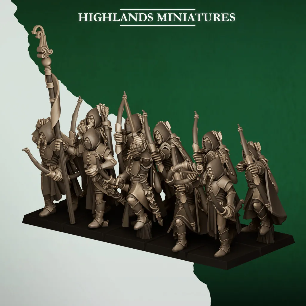 Highlands Miniatures - Feral Elf - Feral Archers With EMC