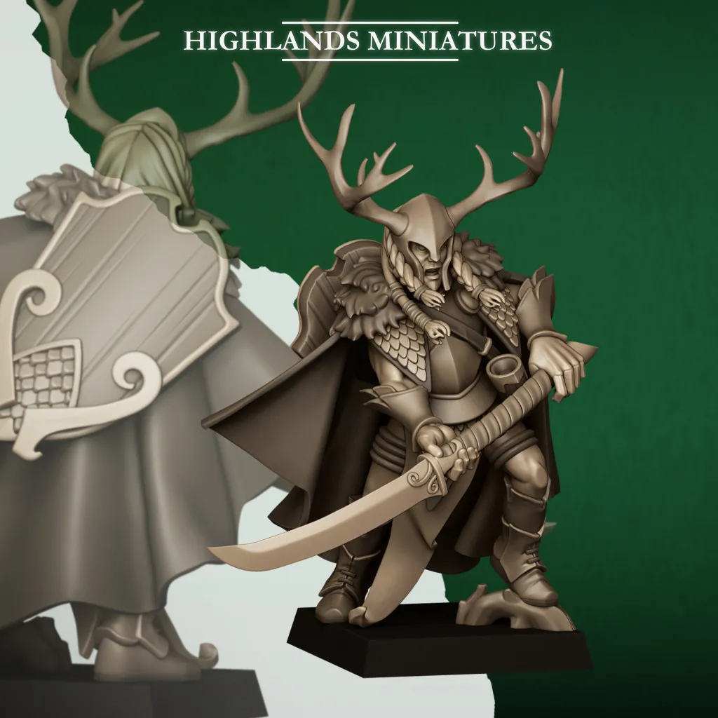 Highlands Miniatures - Feral Elf - Feral Elf Lord with Sword