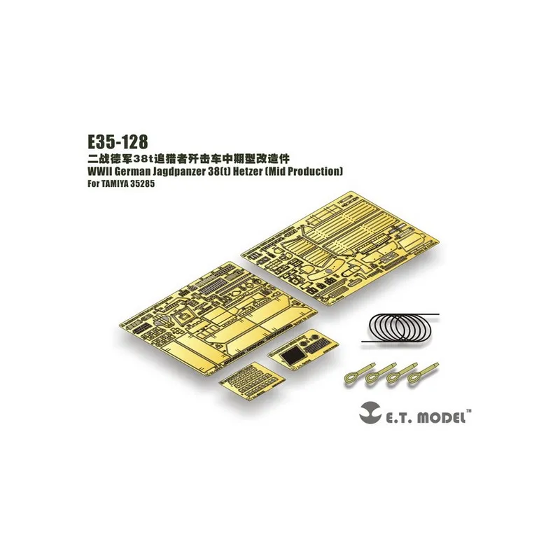 Film photodécoupé : Jagdpanzer 38(t) Hetzer allemand - Moyenne production. E.T. MODEL E35-128