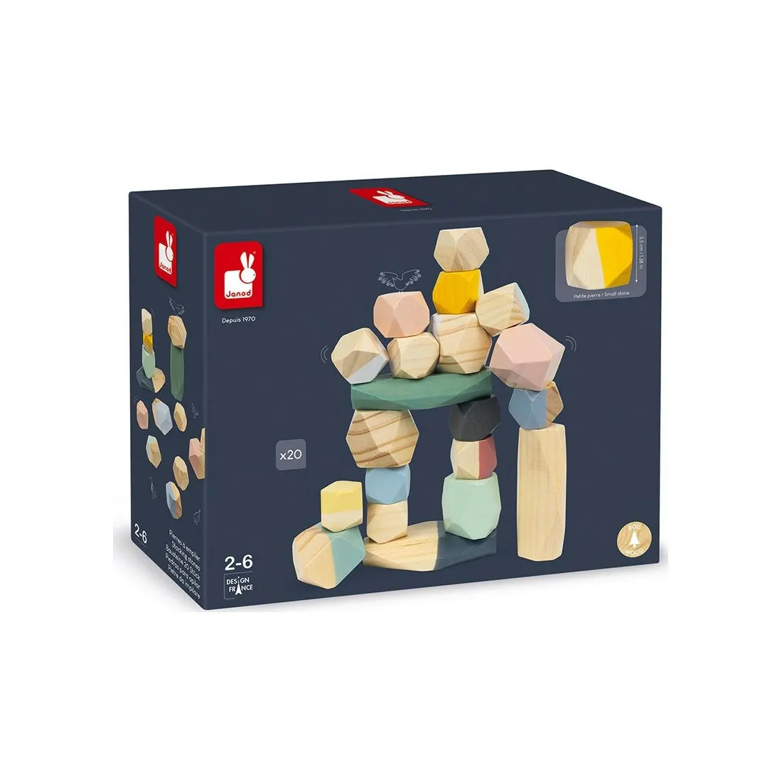 Pierres en bois Janod - Jeu de contruction Sweet Cocoon