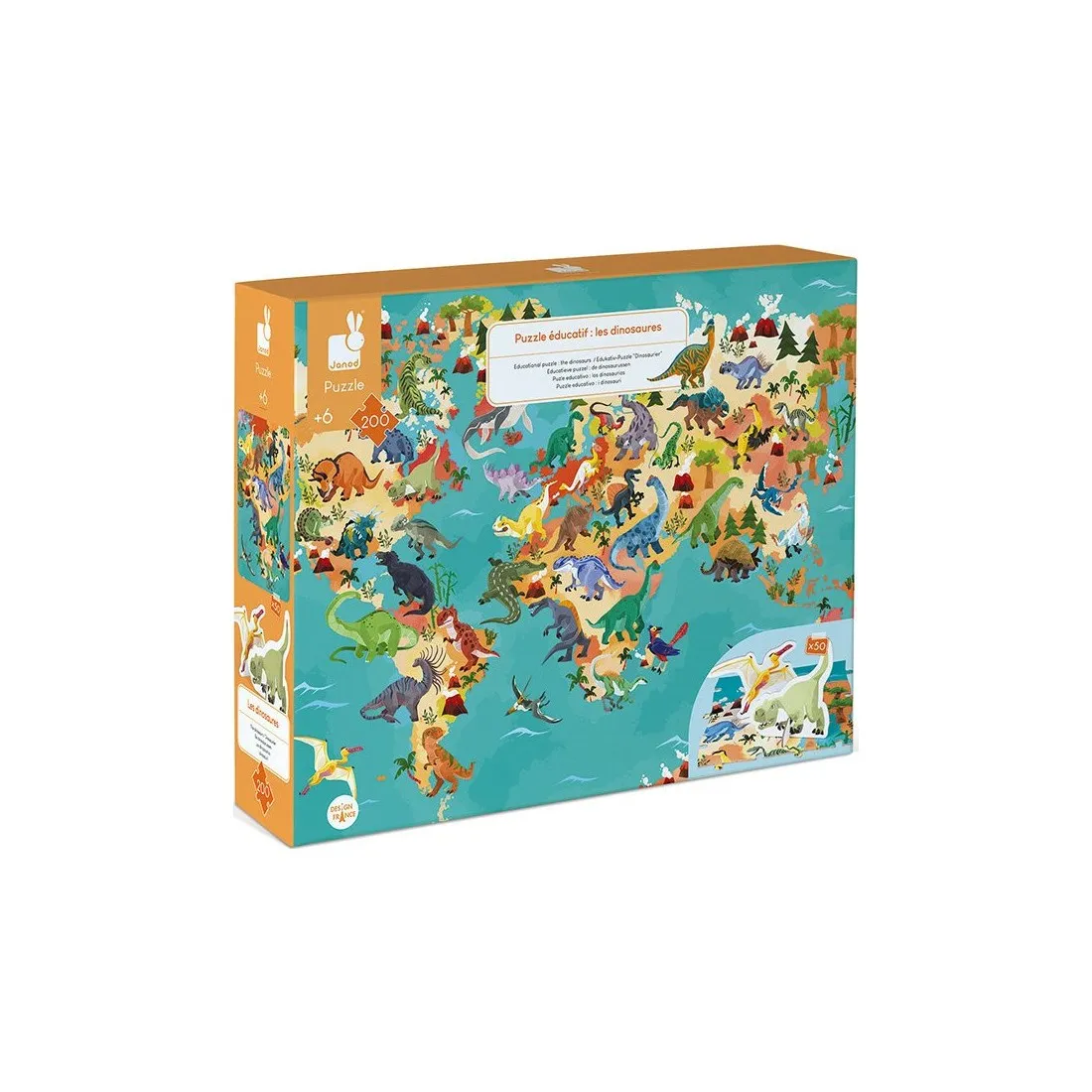 Puzzle éducatif Janod 200 pièces "Les Dinosaures"