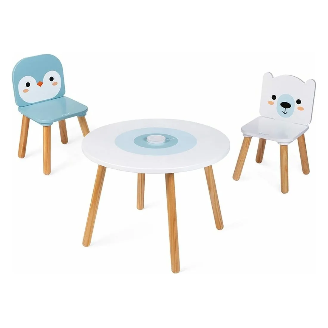 Table et 2 Chaises en bois Janod