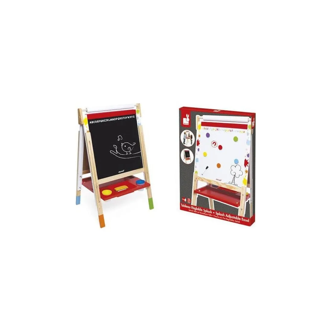 Tableau enfant en bois double face Réglable Splash - Janod