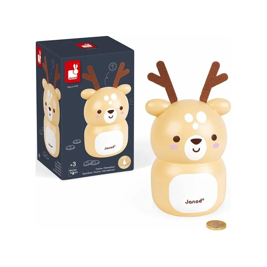 Tirelire bois Faon - Janod