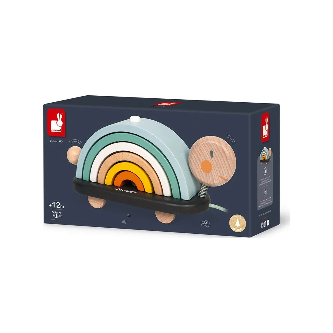 Tortue à promener en bois Arc en ciel Sweet Cocoon - Janod