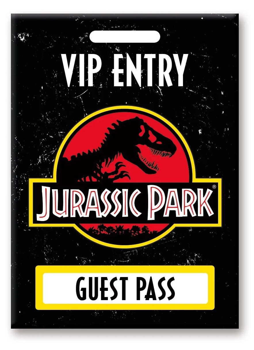 Jurassic park - laissez-passer pour les invités - aimant 6.3x8.9cm