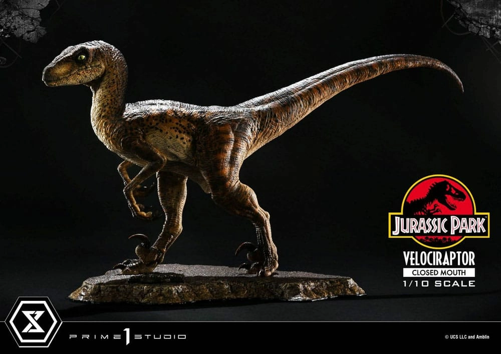 Jurassic park statuette prime collectibles 1/10 velociraptor closed mouth 19 cm