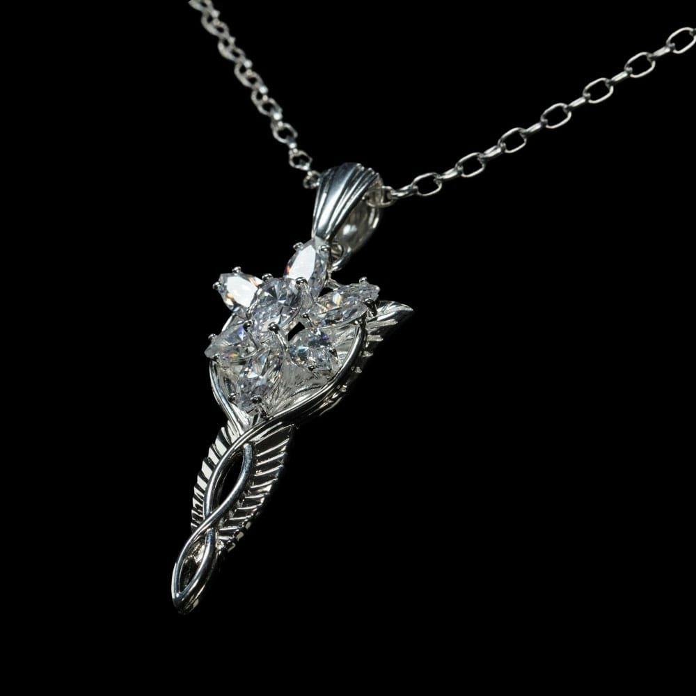 Le seigneur des anneaux réplique 1/1 pendentif & collier arwen etoile du soir (argent sterling)