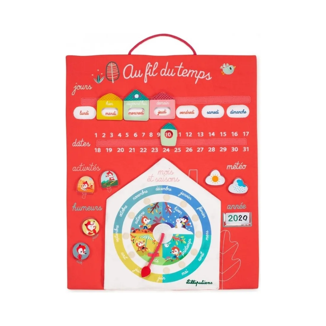 Calendrier semainier pour enfant Au Fil Du Temps Corail Lilliputiens