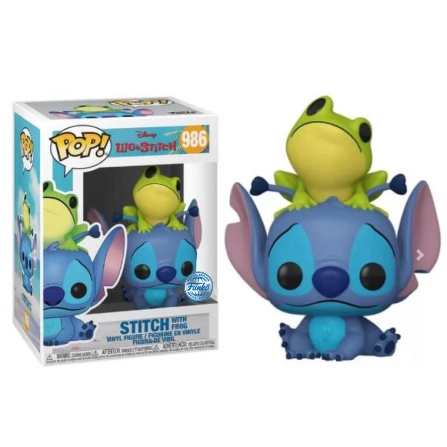 Lilo & stitch pop! vinyl figurine stitch w/frog 9 cm