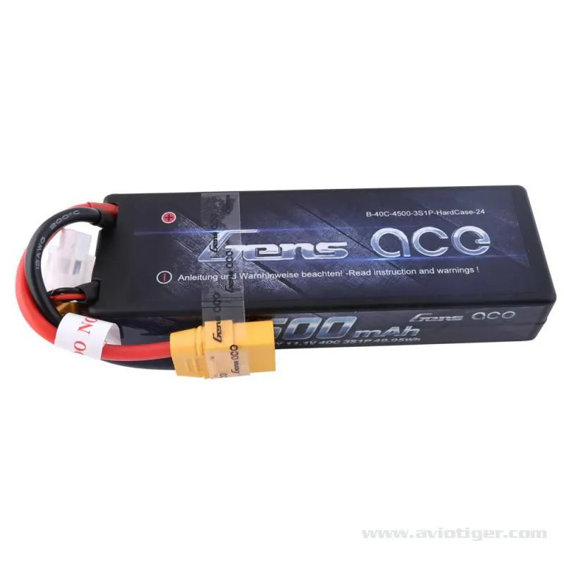 LIPO 40C 4500 3S 11.1V HC XT90 - GENS ACE - B-40C4500-3S1P24