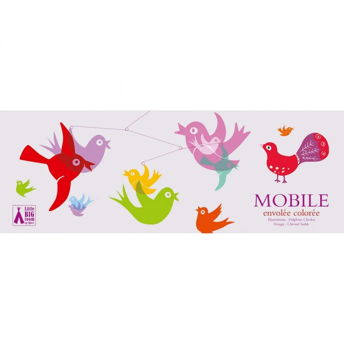 Mobile Oiseaux envolee colorée - décoration chambre - Little Big Room By Djeco