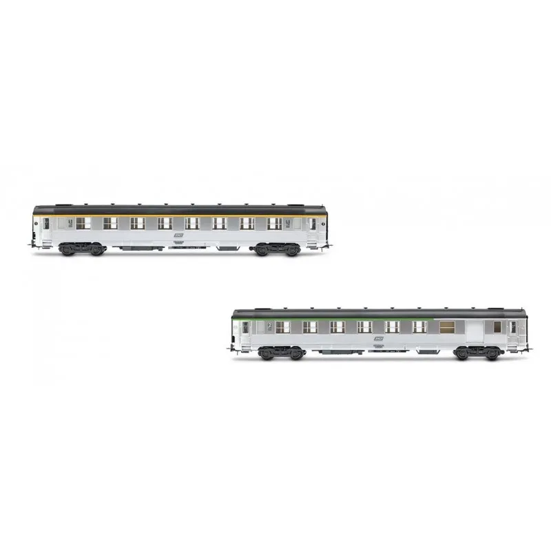 Lot de 2 voitures de tourisme DEV Inox (abrégé), SNCF. JOUEF HJ4176